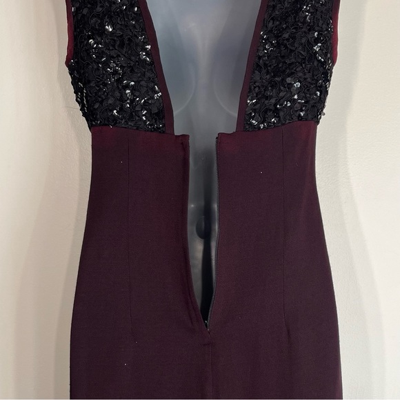 Vintage 80s Cocktail Dress Lace Sequins Maroon & Black Sleeveless Size 4 - Picture 10 of 12
